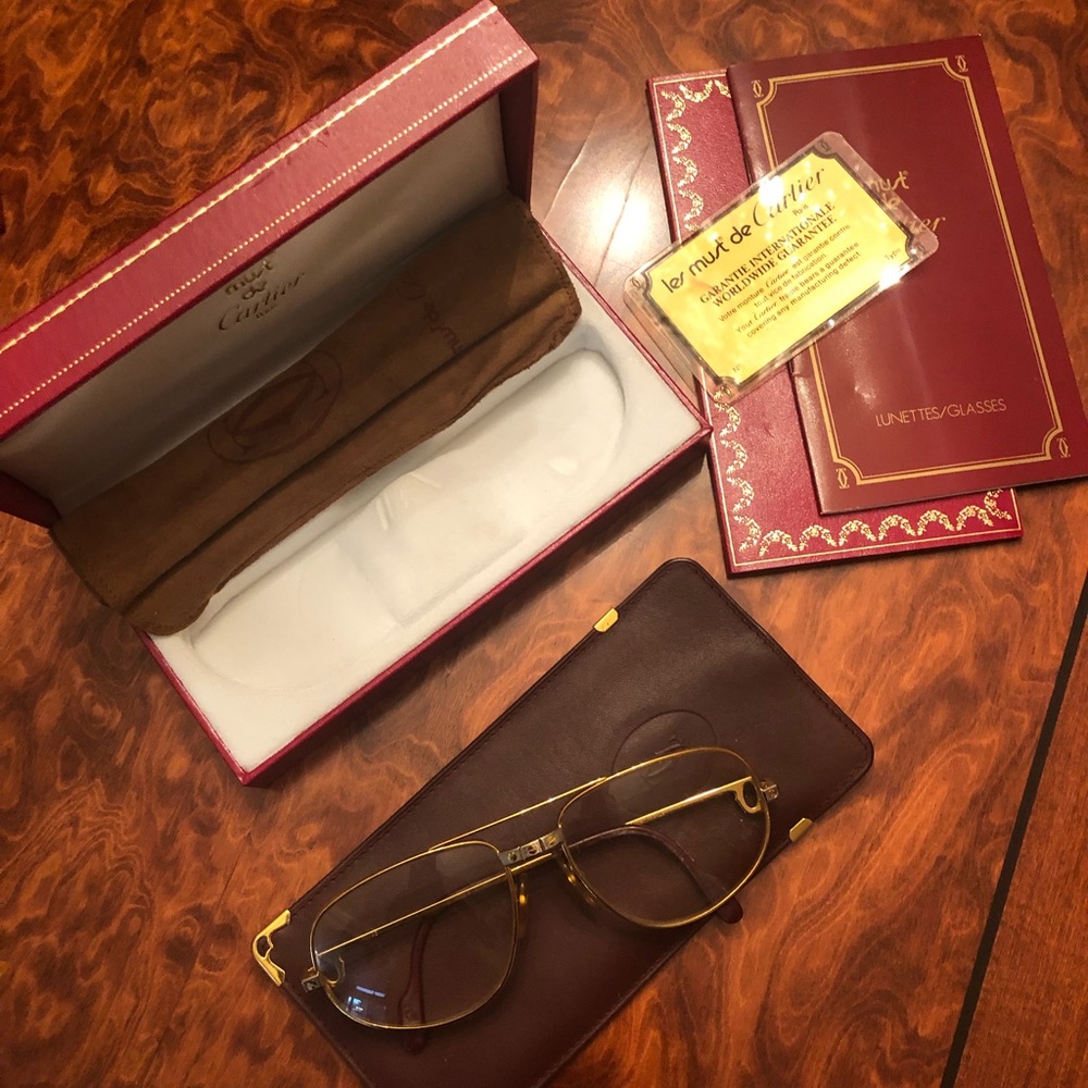 Cartier Santos Gold Metal Glasses 135x56x16